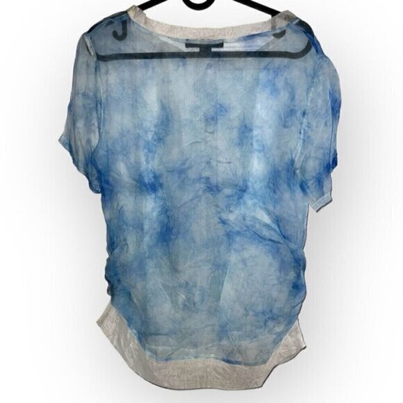 Alexander Wang blue tie dye 100% tencel silk mesh crewneck short sleeve top Med - Picture 5 of 5